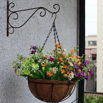 Kovanega Železa Balkon Kavljem Rastlin Cvetlični Lončki Okrasni Polica Viseče Košare Steno-vgrajena Podpora Vrt Umetnostne Obrti