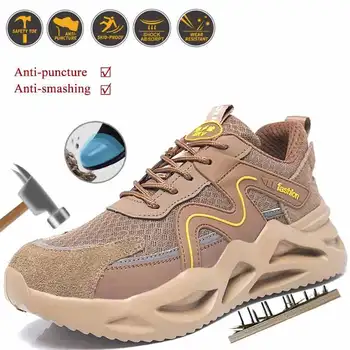 Lahki anti-padec varnostne škornje jekla toe neuničljiv čevlji delovni čevlji dihanje varnost cevlji moški in ženske delajo čevlji