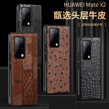 Langsidi Pravega Usnja Primeru Za Huawei Mate X2 Shockproof Hrbtni Pokrovček Fundas Za Huawei Mate X2