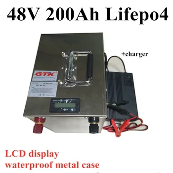 LCD-zaslon nepremočljiva LiFepo4 48V 200Ah za litijeve baterije z BMS za panulo motornih UPS solarnega sistema za shranjevanje RV +20A Polnilnik