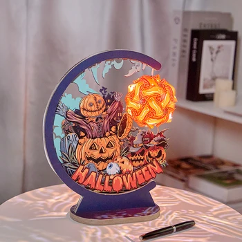 LED Novost Noč Svetlobe Halloween Buče 3D Papir Carving Vzdušje Lučka za Napajanje USB za dnevno Sobo, Spalnica Dekor