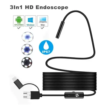 LED Osvetljeno 5,5 mm Vodotesna HD Endoskop Fotoaparat Pregled Borescope Android Tip-C PC Prenosni Usb Digitalni Mikroskop