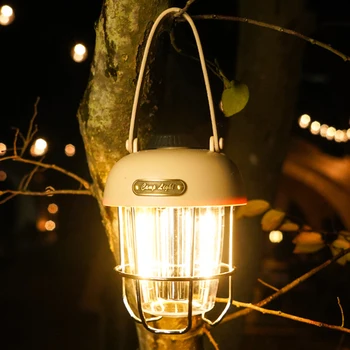 LED Retro Kamp Svetilka Tipa C Polnjenje prek kabla USB Nepremočljiva Prenosni Kamp Svetilka 2000mAh 3 Načini Vrt Dekor Zunanja Razsvetljava