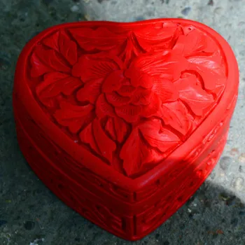 Lepe Kitajske Tradicionalne Tehnologije Rdeče Lacquerware Lep Cvet Ugoden Srce-obliko Nakit Polje