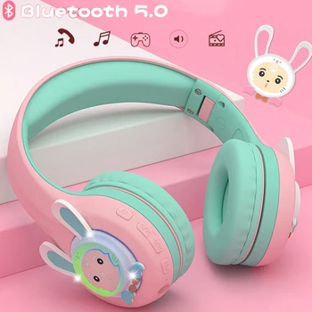 Lepe Risanke Otroci Slušalke Blueooth 5.0 Slušalke Brezžične Utripajoče LED Glasbo, Slušalke 3.5 mm Jack Z Mic Podpira TF Kartice