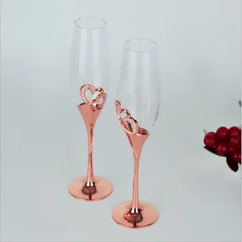 Lepo kristalno diamond Ljubezen srce kozarcem penine Premium romantični par kozarcev vina vozel poroko Božično darilo idej