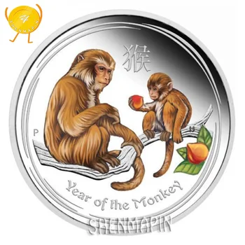 Leto Opica Spominski Kovanec Kitajska Maskota Pameten Opica 999 Srebro Kitajske Kulture Zbirateljskih Kovancev Izziv Kovanec
