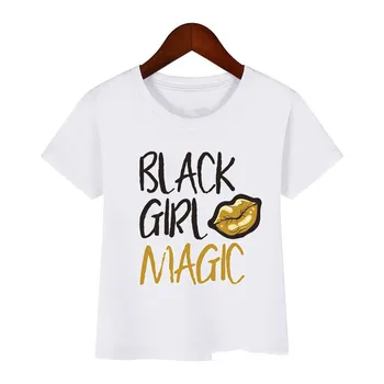 Ljubek mali melanin tiskanja zabavne majice lovely baby toddler dekleta t-shirt black magic girl otrok obleke poletje otroci tee vrh