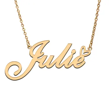 Ljubezen Srce Julie Ime Ogrlica za Ženske iz Nerjavečega Jekla Gold & Silver tovarniška ploščica Obesek Femme Mati Otroka Dekleta Darilo