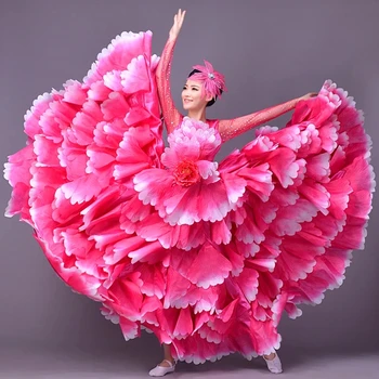 Luksuzni Kažejo velik swing krilo ženske odraslih cvet kostum 360 angel odpiranje ples obleko fazi plesne obleke