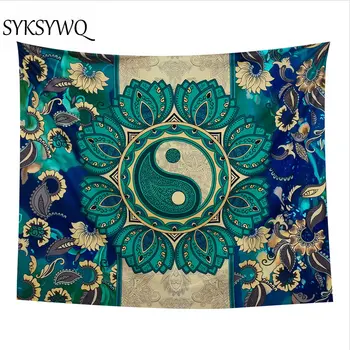 Mandala tapiserija Indijskega Budizma Lotus flower steni visi odejo Tai Chi Boheme Dekoracijo Sten Preprogo Joga