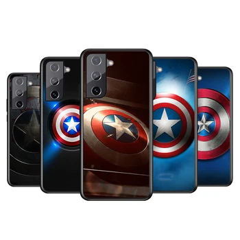 Marvel Captain America Shield Za Samsung Galaxy S21 S22 S20 Ultra Pro Plus S9 S10 S8 S7 4G 5G Mehko Črno Telefon Primeru Funda Pokrov