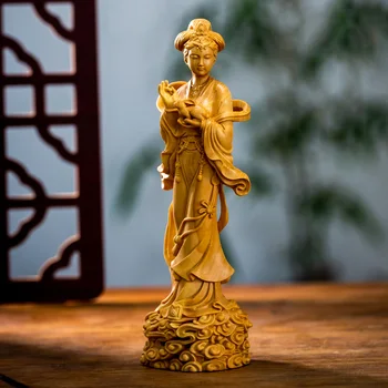 Masivnega lesa Pravljice Chang ' e Slika, kip，Tradicionalni ročno carving ，mitologije slika，Doma, dnevna soba, spalnica dekoracijo okraski
