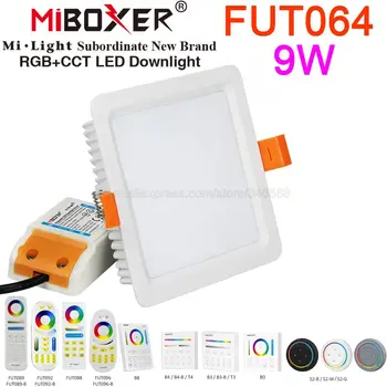 MiBoxer FUT064 9W RGB+SCT Kvadratnih LED Downlight AC110V 220V LED Stropni Reflektor 2.4 G Brezžični Nadzor WiFi APLIKACIJO Glasovni Nadzor