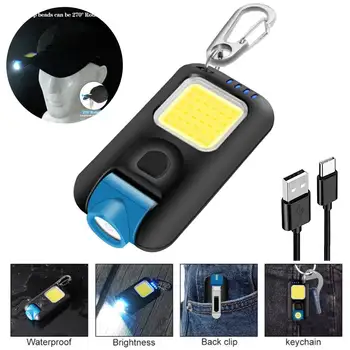 Mini COB LED Keychain Luči Mini Svetilke USB Polnilne Sili Svetloba Svetilke Žepne velikosti COB Delo Svetlobe, Kamp Svetlobe