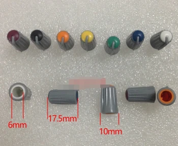 mix 7colors Polkrožno ročaj potenciometer gumbi za glasnost Zvoka za prilagoditev 10*17.5 mm