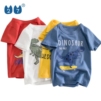 Moda Karton Dinozaver Tiskanje Udobno Poletje Fantje T Shirt Otroci Oblačila