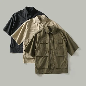Moške Priložnostne Majice 2104 Prispetju Poletje Človek Japonski Tovora Majica Bombaž Trend Harajuku Slog, Barva River Multi-Žep