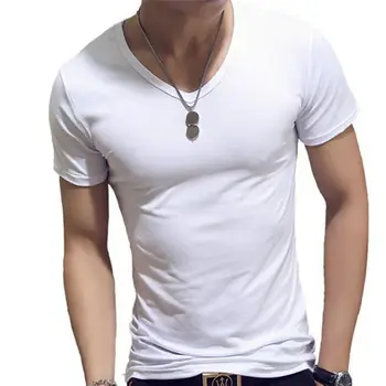 Moški Telovadnici Tesen Vrhovi Moški Fitnes Kratek Rokav Slim Fit T-Majice Moške Poletne Bele Proti-Vrat Priložnostne Majice Plus Velikost