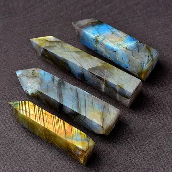 Nakit Quartz Gemstone Zbirateljskih Naravne Crystal Heksagonalna Palico Točke Zdravljenja Labradorite Moonstone
