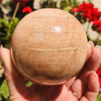 naravni breskev moonstone področju kvarčni kristal, kamen žogo zdravljenje reiki dekoracijo darilo
