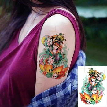 Nepremočljiva Začasni Tattoo Nalepke Stare Šole Seksi Dekle Masko Flash Tattos Meduze Srečen Mačka Body Art Roko Ponaredek Tattoo Ženske Moški