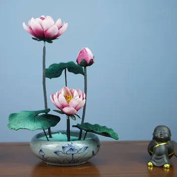 Nordijska Doma Dekor Umetni Lotus Cvetje Vaza Dekoracijo Simulacije Ponaredek Cvetje Keramične Vaze Dnevna Soba Dekoracijo Mize