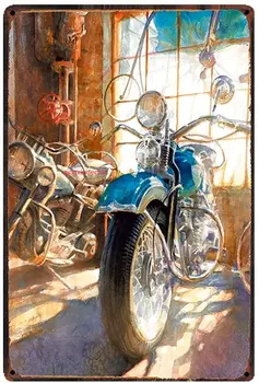 Nostalgičen spomin na Prvotno Retro Design Motocikel Tin Kovine Znaki Wall Art | Debel Tinplate Natisni Plakat Dekoracijo Sten za Garažo