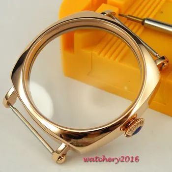 NOVO 44 mm Visoke kakovosti ura iz nerjavečega jekla, zlato prevlečeno PRIMERU fit 6498 6497 gibanje utrjena mineralnega stekla watchcase