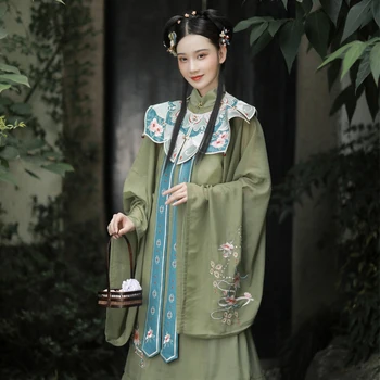 Novo Hanfu Obleko Za Ženske Kitajska Tradicionalna Oblačila Ming Dinastija Stari Princesa Kostume Dolgo Haljo Oblak Ramenski DQL4628