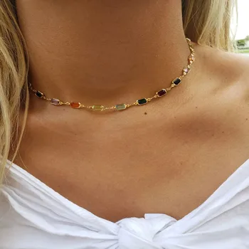 Oblikovalec original sedem-barvo kristalno ogrlica boemski stil 2021 dame moda čar clavicle nakit tovarne neposredne prodaje