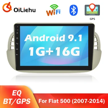 OiLiehu Avto Radio Android 9.1 Stereo Sprejemnik GPS, FM 1din Multimedijski Predvajalnik Za Fiat 500 2007 2008 2009 2010 2011 2012 2013 2014