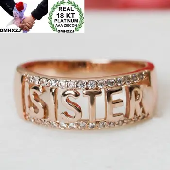 OMHXZJ Debelo Evropske Ženska Moda Dekle Stranka Poročno Darilo SESTRA Bele AAA Cirkon 18KT White Gold Rose Gold Ring RR466