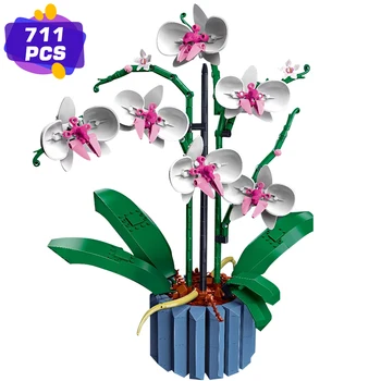 Orhideja je Cvet Šopek 10311 Rastlin Dekor Gradbeni Set za Odrasle; Graditi Orhidej Zaslon Kos za Dom ali Pisarno