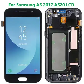 Original 5.2 Super AMOLED Za Samsung Galaxy A5 2017 A520 LCD-Zaslon Z Okvirjem SM-A520F, Zaslon na Dotik, Računalnike Skupščine