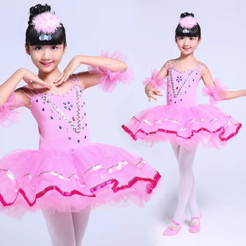 Otroci Balet Tutu Plesno Obleko Strokovno Balet Dancewear Obleko Za Dekle, Belo Pero Swan Lake ples Obleka Princess