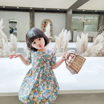 Otroci Obleke za Dekleta Poletje Baby Girl Obleke Nove Punce Obleko korejski Moda 1-8 Let Cvetlični Obleko