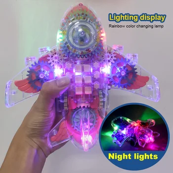 Otroci Otrok Utripa Igrača Pregleden sveti Pisane LED Glasbe, Mehansko Orodje Letalo Letalo Svetlobna Modela Darilo Spusti Ladje