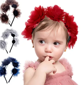 Otrok Glavo Baby Dekleta Krono Cvet Očesa Hairband Otroci Poročne Cvetlični Dodatki za Lase Lepe Tiara Foto Rekviziti