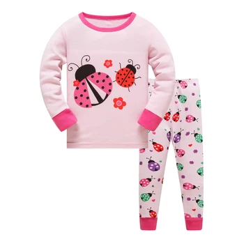 Otroška Dekliška Oblačila Sklop Ladybug Otroci, Otroci Pajama More za 2021 Oblačila Malčka Dolg Rokav Temno Modro Toplo Sleepwear