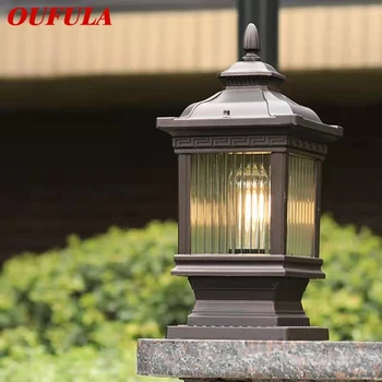 OUFULA Prostem Klasični Pošti Lučka Preproste Električne energije LED Steber Svetlobe, Nepremočljiva, za Vile Dvorišče Retro Vrt Krajine
