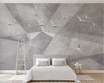 Ozadje po meri 3d photo zidana Nordijska minimalističen osebnost povzetek geometrijske reliefni ptica TV ozadju stene papirja 3d zidana