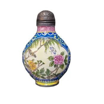 peking snuff steklenice cvet ptica emajl ročno poslikane kitajski cloisonne kip darila qianlong peking božič