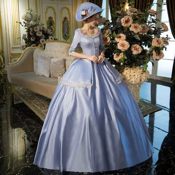 Pepelka BlueVintage dolgo žogo obleke srednjeveško obleko Renaissance Obleke Viktorijanski queen obleko cosplay žogo obleke Belle