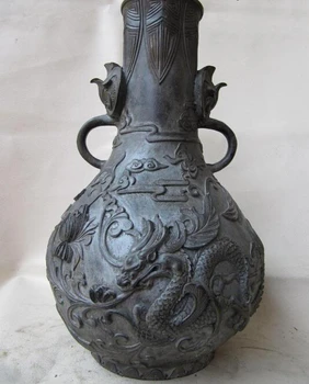 pesem voge gem S1064 Kitajske Kraljeve Palače Čisti Baker Bron Srečni Zmaj chrysanthemum flower Pot Vaza