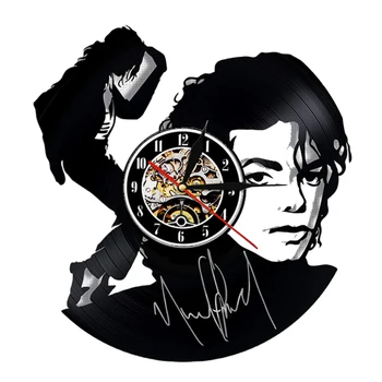 Ples Michael Jackson Obliko LED Vinil Zapis Ure, Ustvarjalne Visi Ure Starinsko Home Decor Črno Okrogle Votle Stenske Ure