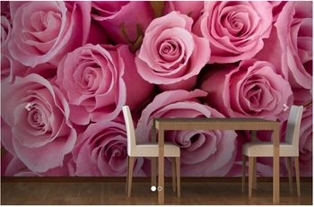 Po meri DE papel parede cvetlični, Pink Rose Vzorec Zidana uporablja v dnevni sobi spalnici TV steno vinil DE papel parede