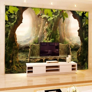 Po meri Foto Ozadje Fantasy 3D Stereoskopski Klasične Kavč Rastline Zidana Dnevna Soba, TV, Kavč Ozadju Stensko Slikarstvo, Freska