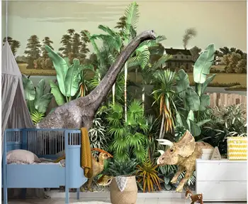 Po meri photo 3d ozadje HD tropskega deževnega gozda dinozaver rastline ozadju doma dekor dnevne sobe, tapete za stene, 3 d