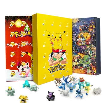 Pokemon Gift Box Set Halloween Božični Adventni Koledar Polje Izvirne Pikachu Anime Številke Naključno 24PCS Otrok Pokémon Darilo